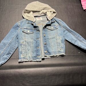 Justice denim jacket with hood girls